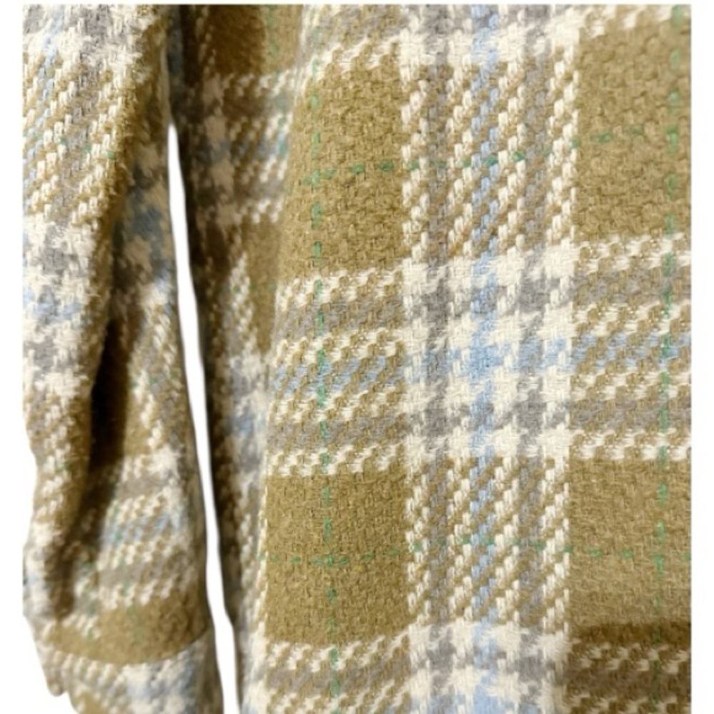 Mystree Twofer Tan Blue Cream Plaid Long Women’s Hooded Jacket New - Size Medium - Picture 4 of 9